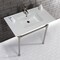 Fauceture KVPB3722716 37" Console Sink with Stainless Steel Legs (Single Faucet Hole), White/Polished Nickel KVPB3722716 - alternate 2